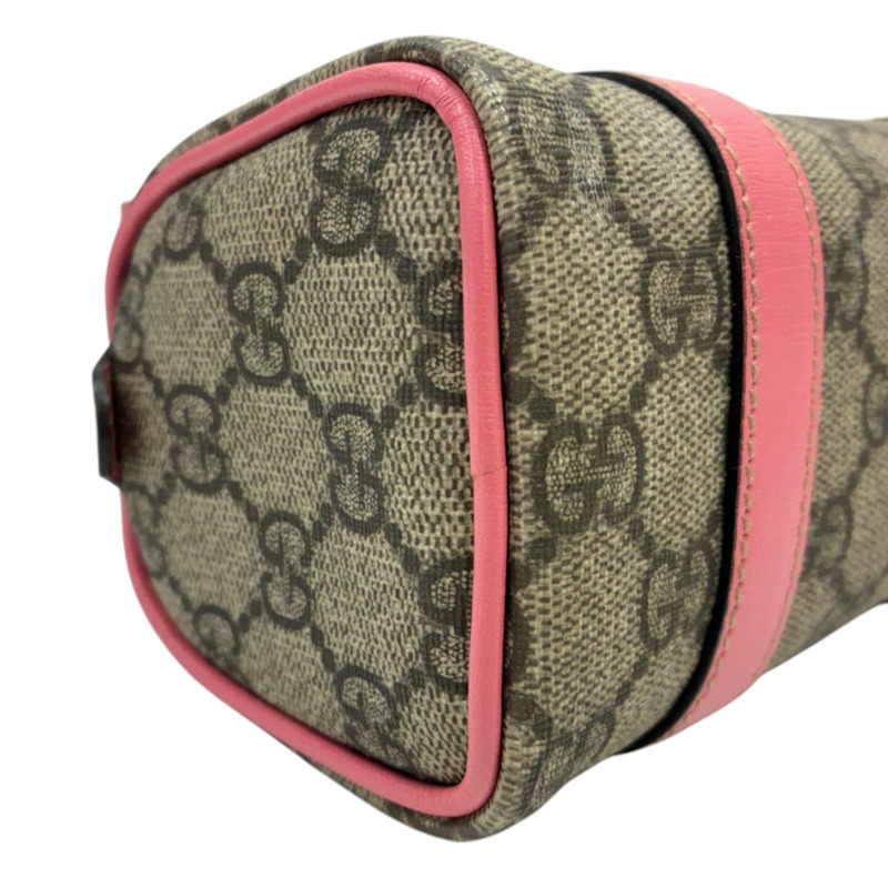 棕/粉色 GG Supreme帆布 Mini Joy Boston 肩背包【GUCCI 古馳】 190400-6