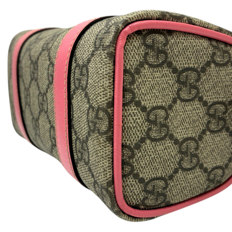 棕/粉色 GG Supreme帆布 Mini Joy Boston 肩背包【GUCCI 古馳】 190400-7