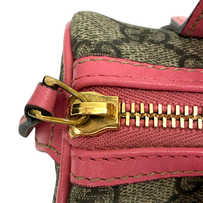 棕/粉色 GG Supreme帆布 Mini Joy Boston 肩背包【GUCCI 古馳】 190400-8