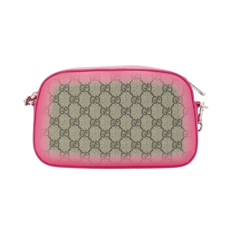 Gucci 展示品 Ophidia GG Supreme 帆布漸層斜背相機包(752591-桃紅/棕)-2
