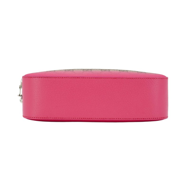 Gucci 展示品 Ophidia GG Supreme 帆布漸層斜背相機包(752591-桃紅/棕)-3
