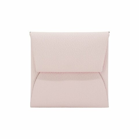 Hermes 展示品 Bastia Chevre 山羊皮方型暗釦零錢包(櫻花粉)