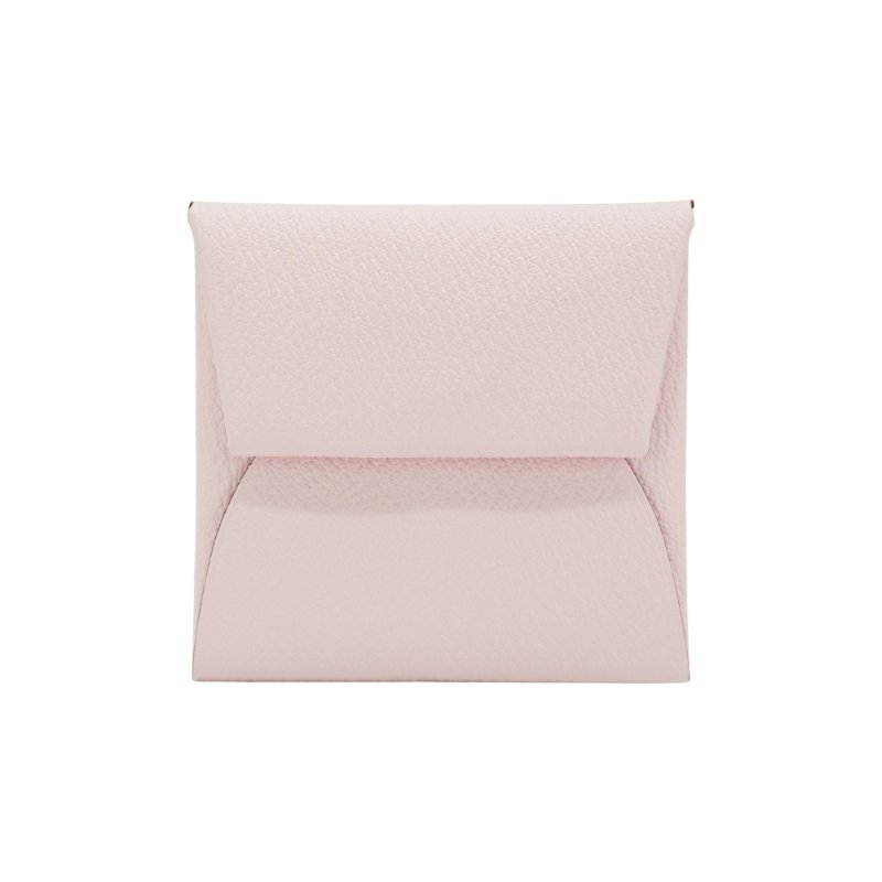 Hermes 展示品 Bastia Chevre 山羊皮方型暗釦零錢包(櫻花粉)-0