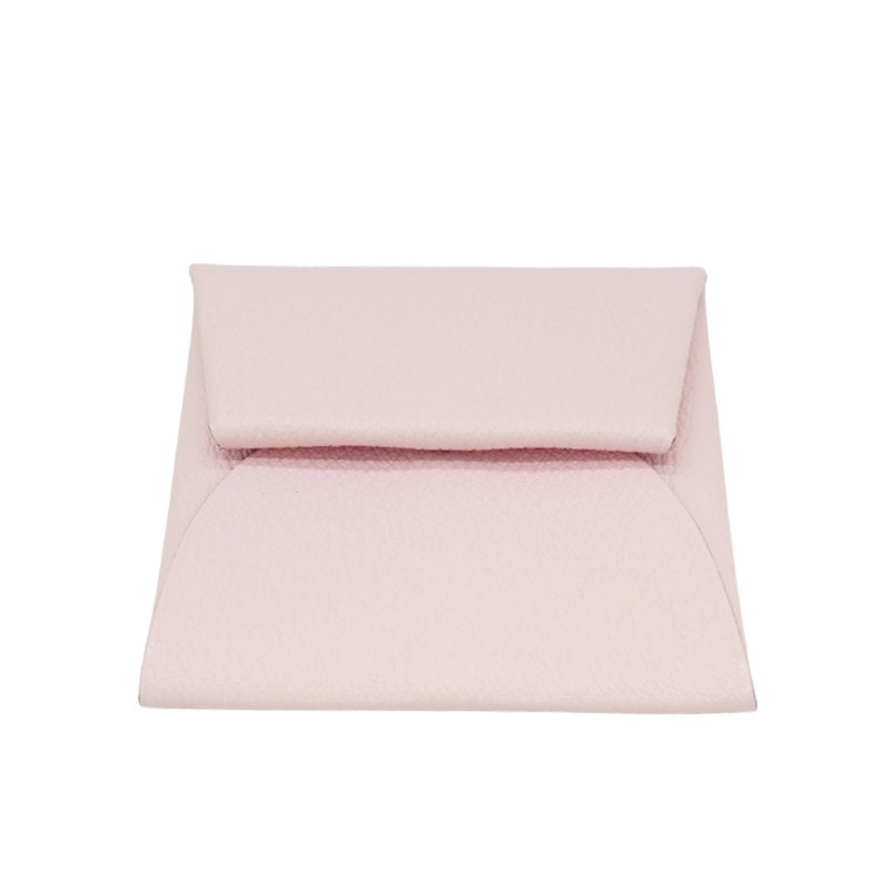 Hermes 展示品 Bastia Chevre 山羊皮方型暗釦零錢包(櫻花粉)-3