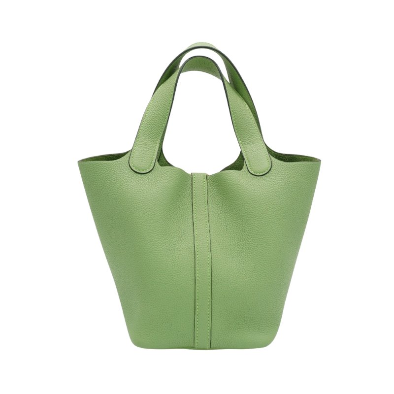 Hermes 展示品 Picotin 18 牛皮金釦水桶包(3I牛油果綠)-2
