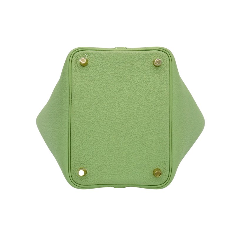 Hermes 展示品 Picotin 18 牛皮金釦水桶包(3I牛油果綠)-3