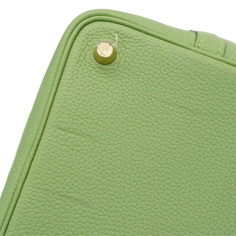 Hermes 展示品 Picotin 18 牛皮金釦水桶包(3I牛油果綠)-6
