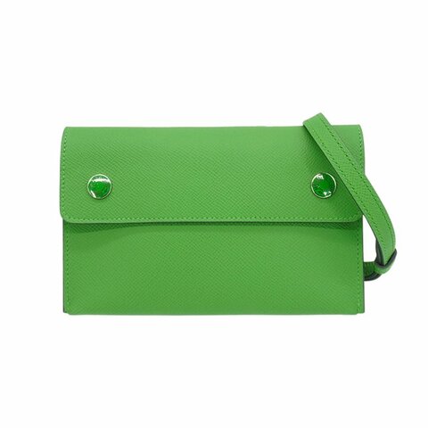 Hermes Snap Wallet Epsom 牛皮銀扣單肩/斜背包(綠)