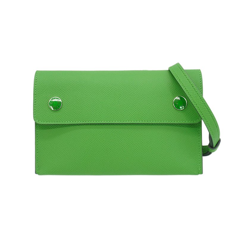 Hermes Snap Wallet Epsom 牛皮銀扣單肩/斜背包(綠)-0