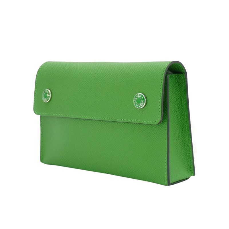 Hermes Snap Wallet Epsom 牛皮銀扣單肩/斜背包(綠)-1
