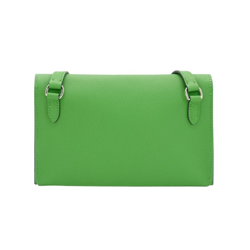 Hermes Snap Wallet Epsom 牛皮銀扣單肩/斜背包(綠)-2