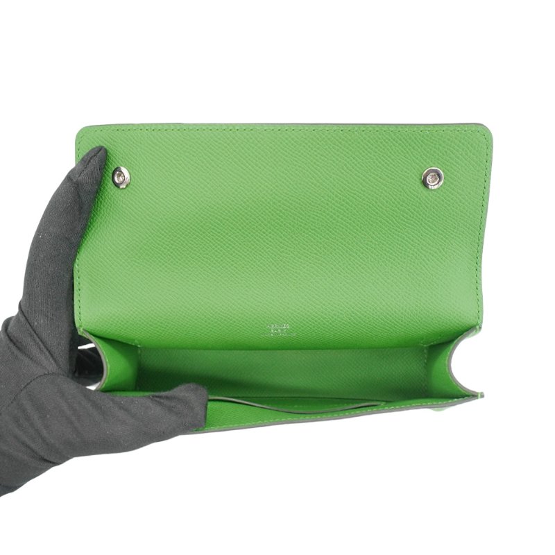 Hermes Snap Wallet Epsom 牛皮銀扣單肩/斜背包(綠)-4