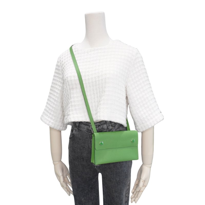 Hermes Snap Wallet Epsom 牛皮銀扣單肩/斜背包(綠)-5