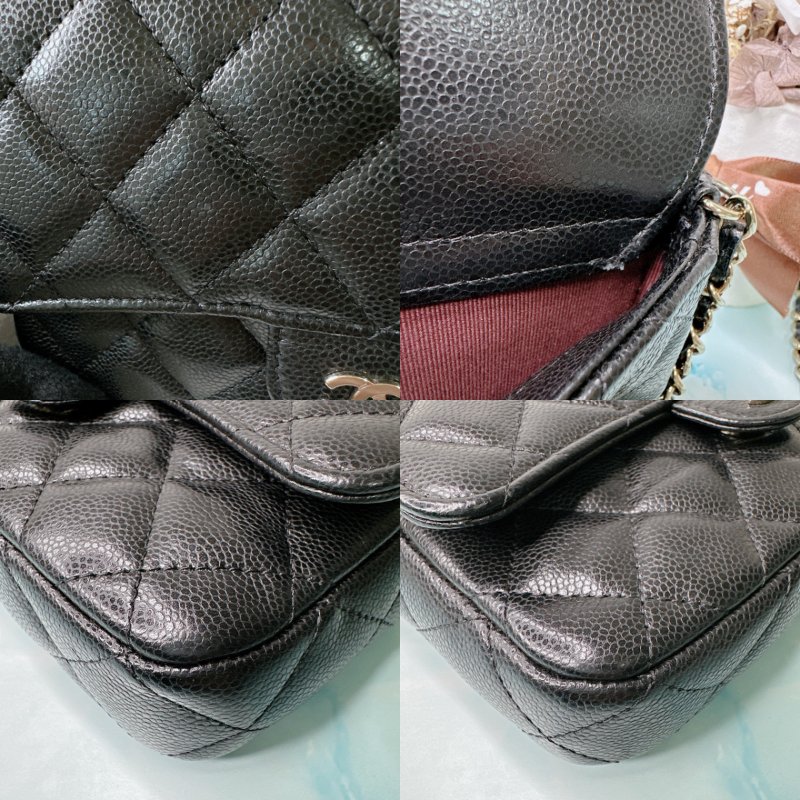 CHANEL 牛皮鏈帶雙層手機包-7