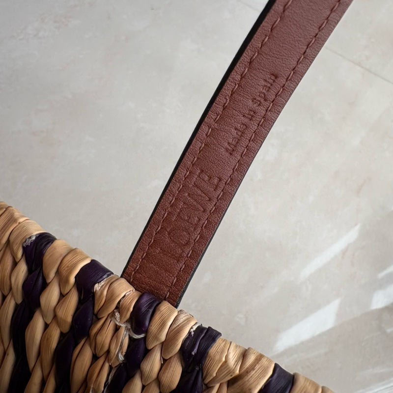 LOEWE條紋草編托特包-8