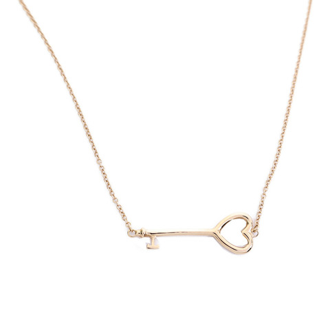 TIFFANY＆CO 18K玫瑰金Heart Key Necklace項鍊