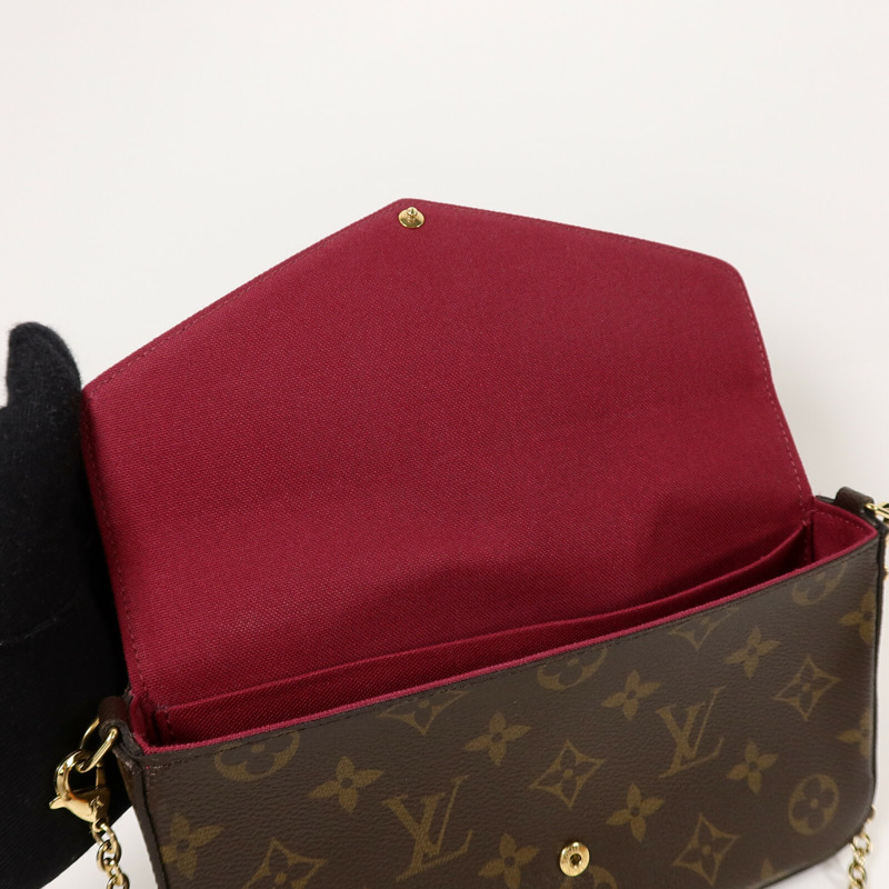 LOUIS VUITTON Monogram Pochette Felicie鏈帶肩背袋-7