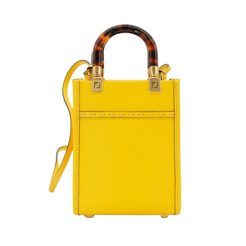 Fendi Sunshine 全皮手提斜背二用包-Mini(8BS051-黃)-2