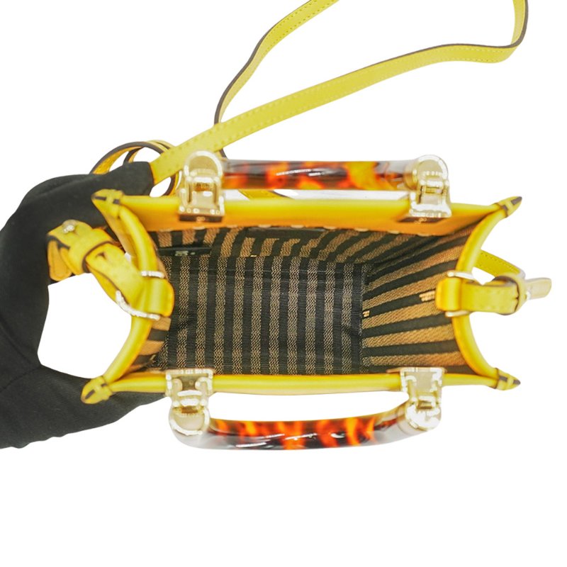 Fendi Sunshine 全皮手提斜背二用包-Mini(8BS051-黃)-4