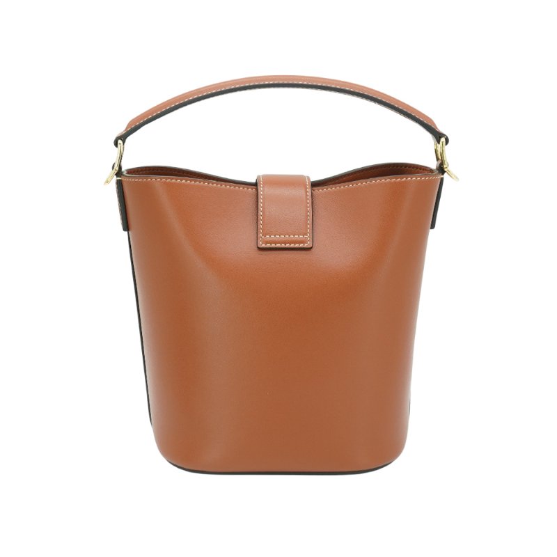 Celine 展示品 Louise 牛皮金釦凱旋門兩用水桶包-小(棕)-2
