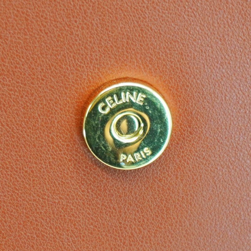 Celine 展示品 Louise 牛皮金釦凱旋門兩用水桶包-小(棕)-7