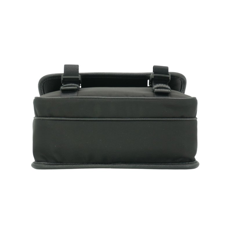 Prada Re-Nylon 銀三角logo尼龍雙釦斜背包(2VD034-黑)-3