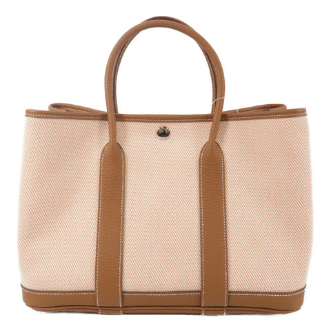 HERMES Negonda皮革/帆布Garden Party TPM手挽袋Gold/Orange Poppy