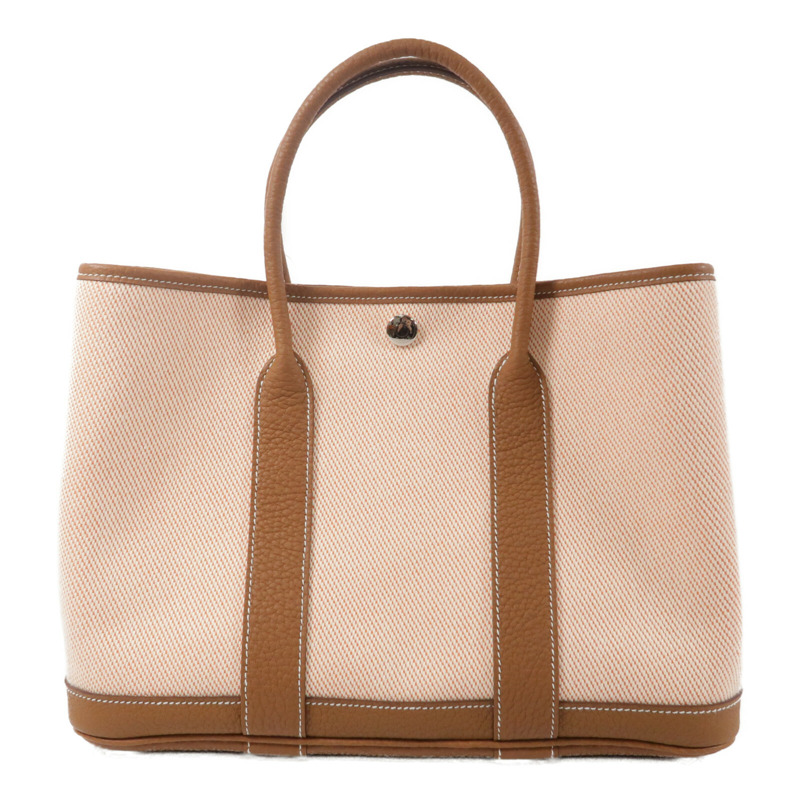 HERMES Negonda皮革/帆布Garden Party TPM手挽袋Gold/Orange Poppy-1