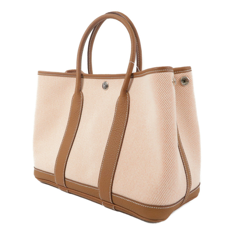 HERMES Negonda皮革/帆布Garden Party TPM手挽袋Gold/Orange Poppy-2