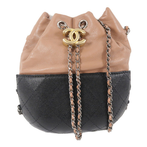 CHANEL 牛皮皮革Small Gabrielle Bcuket Bag鏈帶肩背袋