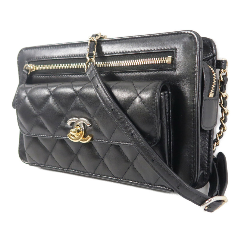 CHANEL 牛皮皮革Chain Shoulder鏈帶肩背袋-2