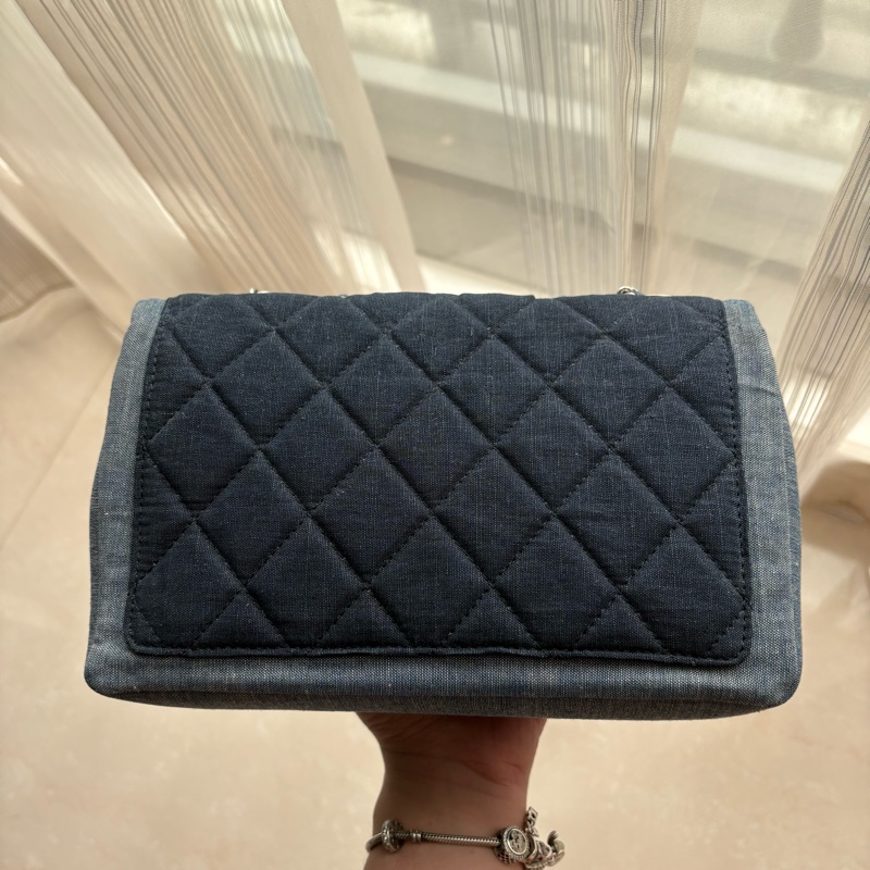 CHANEL✨徽章拼色牛仔cf大mini cf20-5
