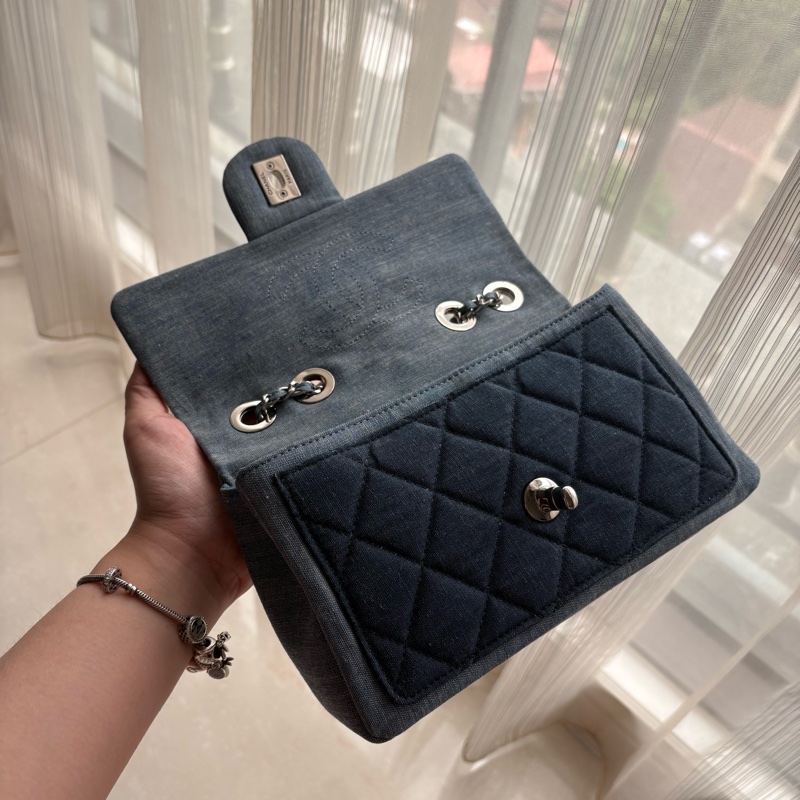 CHANEL✨徽章拼色牛仔cf大mini cf20-6