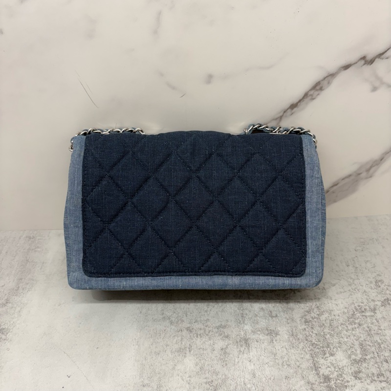CHANEL✨徽章拼色牛仔cf大mini cf20-3