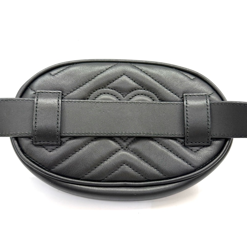 GUCCI 古馳 黑色 雙G MARMONT 腰包 476434-1