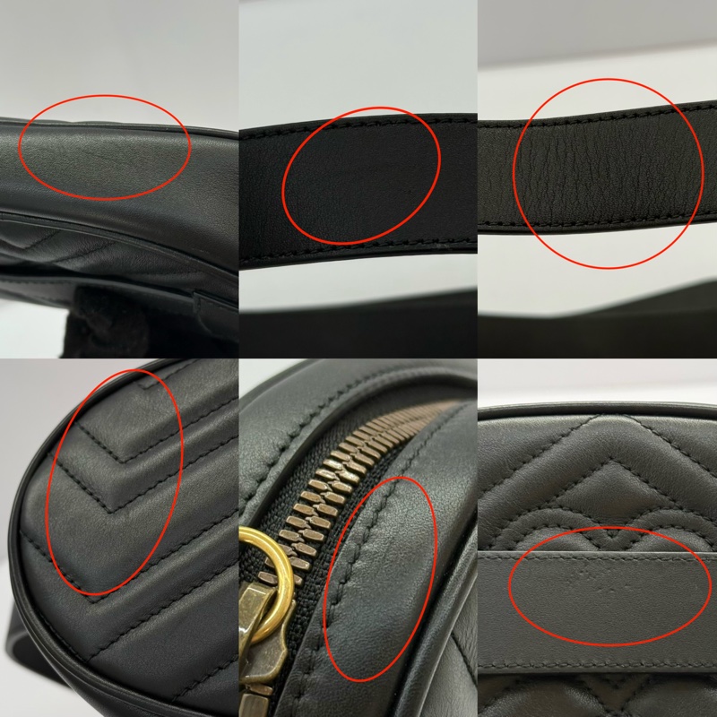 GUCCI 古馳 黑色 雙G MARMONT 腰包 476434-8