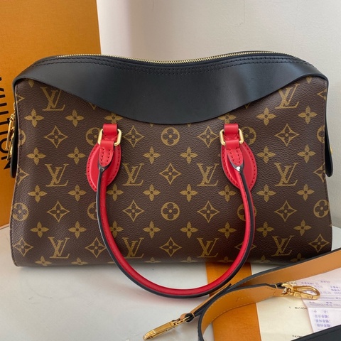 LV/路易威登 Tuileries老花拼皮單肩手提包 18年編碼 有芯片