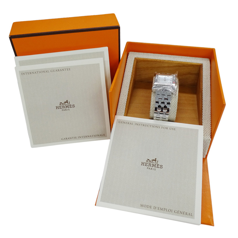 愛馬仕 (Hermes) 女士腕錶品牌 H-Watch 12P 鑲鑽石英錶 QZ HH1.210 不鏽鋼 SS 銀色-6