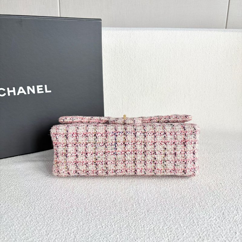 Chanel 粗花呢2.55小號 粉色拼色 金扣 25*15*8 99新配件保卡 塵袋-6