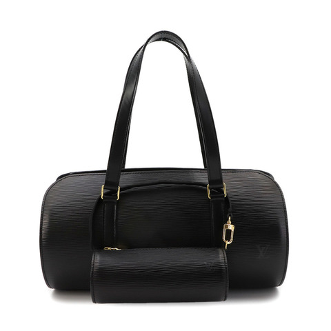 Louis Vuitton Epi Soufflot 手提包，皮革，黑色 (M52222)，金色五金配件。