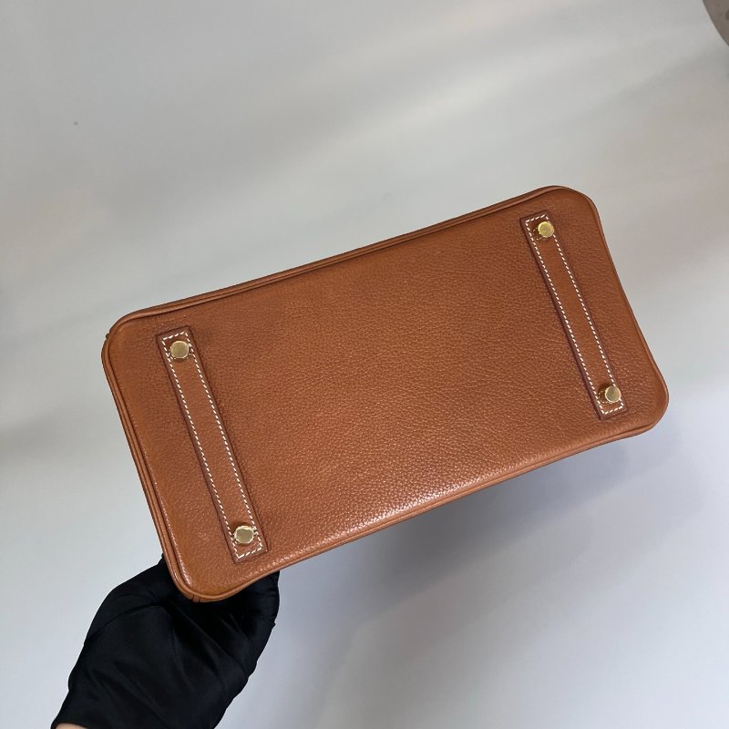 HERMES A刻 馬鞍皮 金棕金BIRKIN 30 包-4