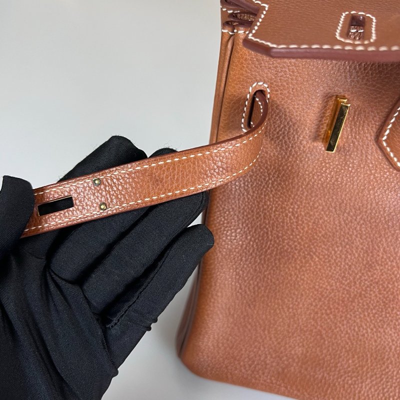 HERMES A刻 馬鞍皮 金棕金BIRKIN 30 包-9