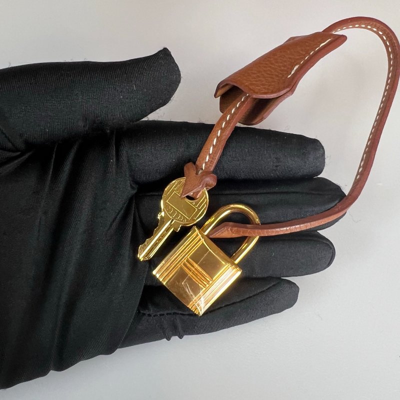 HERMES A刻 馬鞍皮 金棕金BIRKIN 30 包-12