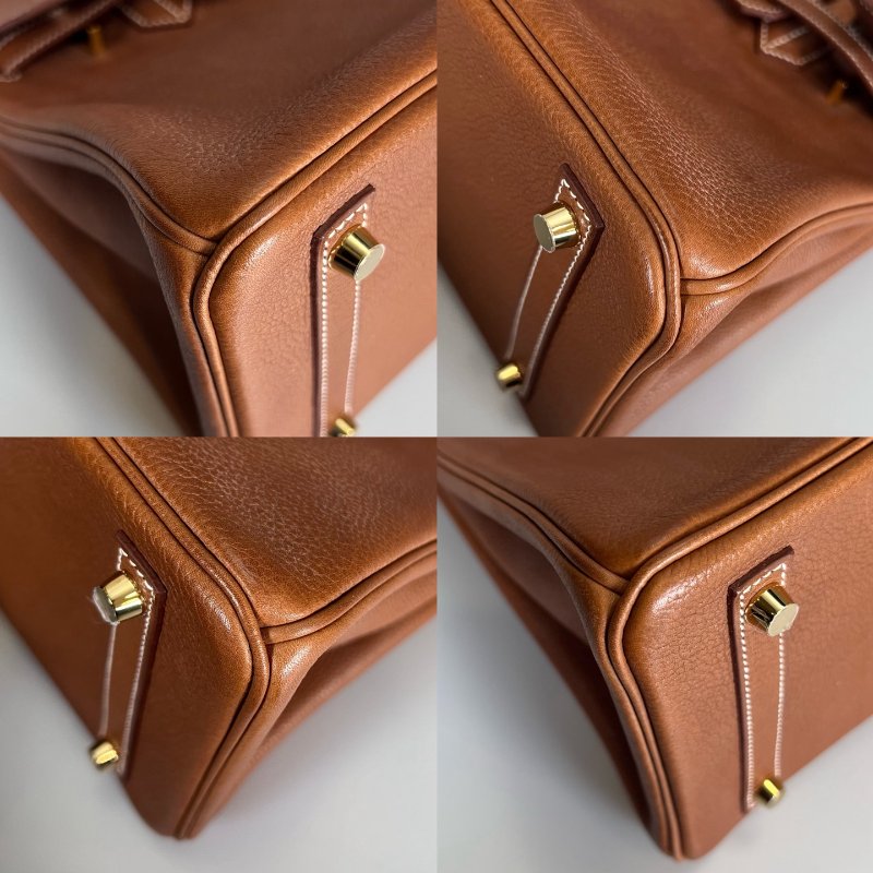 HERMES A刻 馬鞍皮 金棕金BIRKIN 30 包-13