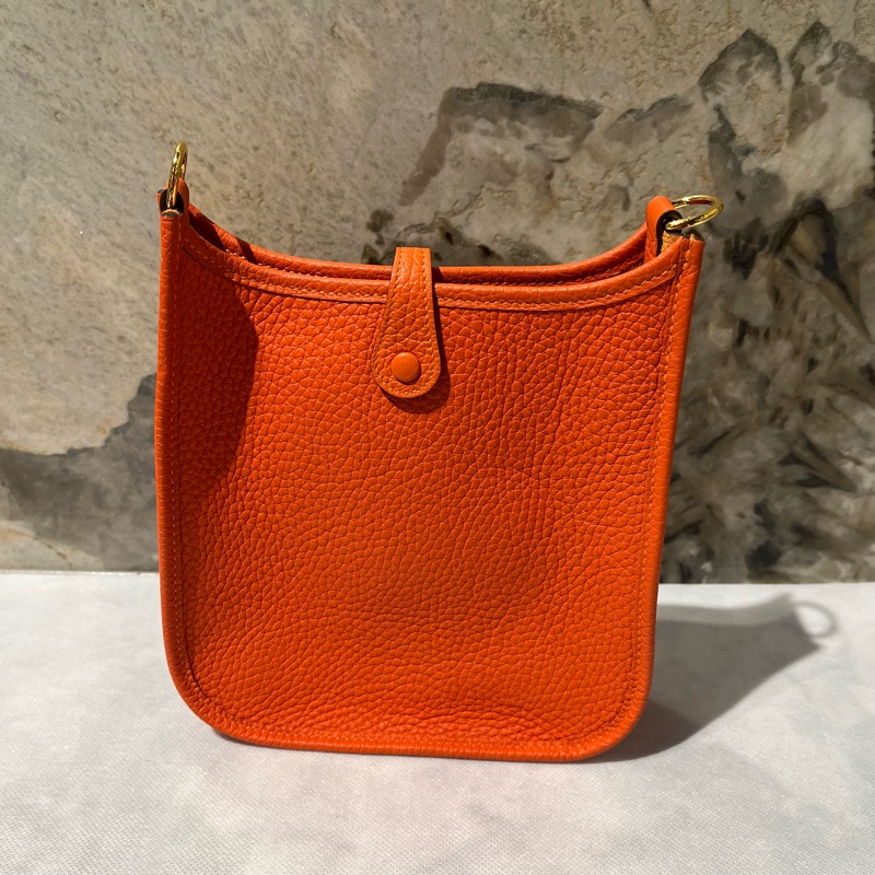Hermes 橘色牛皮金扣Mini Eyelyne-2
