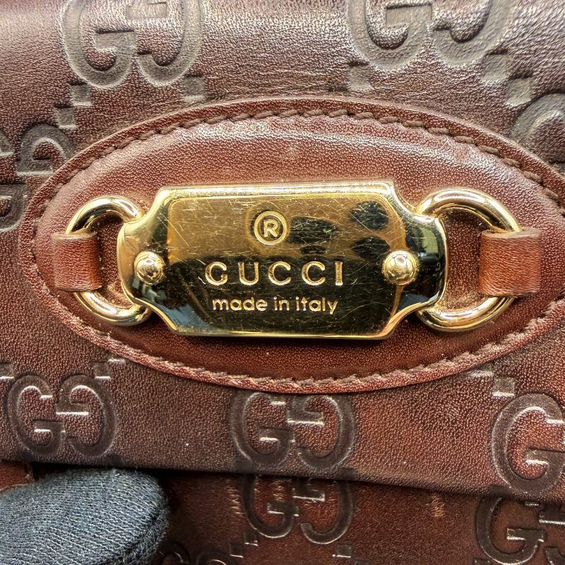 Gucci古馳✨深咖啡棕紅✨經典雙G壓紋牛皮短夾皮夾零錢包卡包卡夾-30