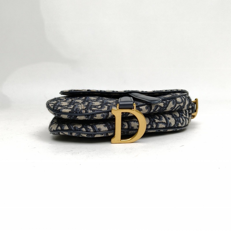 DIOR SADDLE馬鞍小號藍色帆布金扣2印花肩背包-3