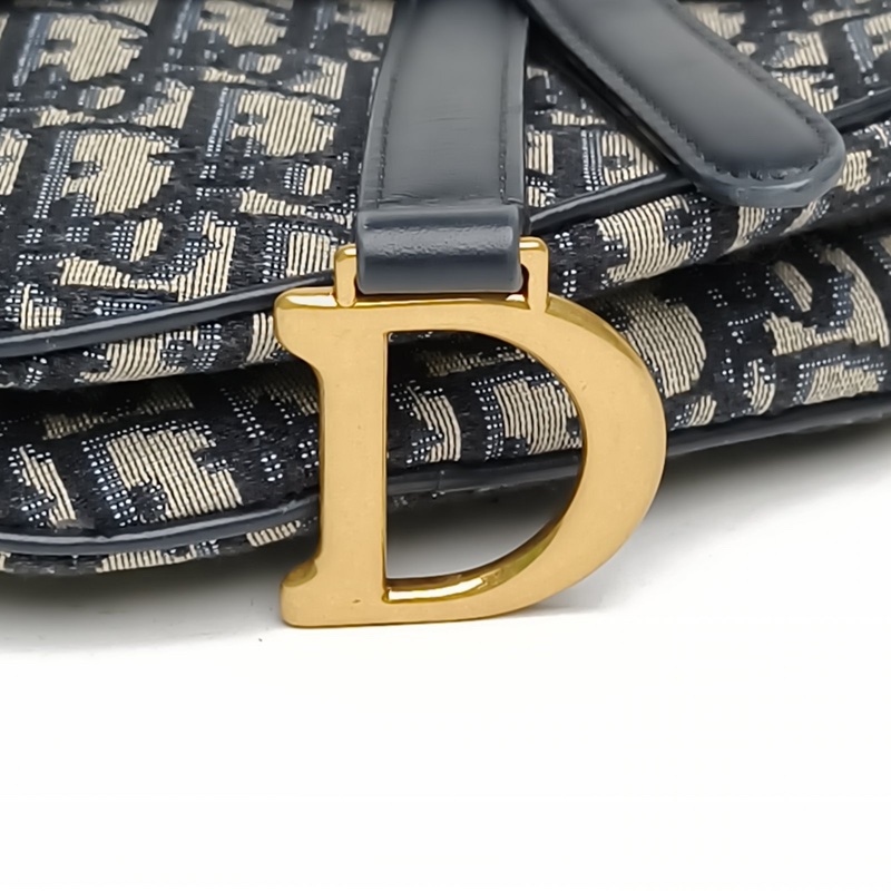 DIOR SADDLE馬鞍小號藍色帆布金扣2印花肩背包-4