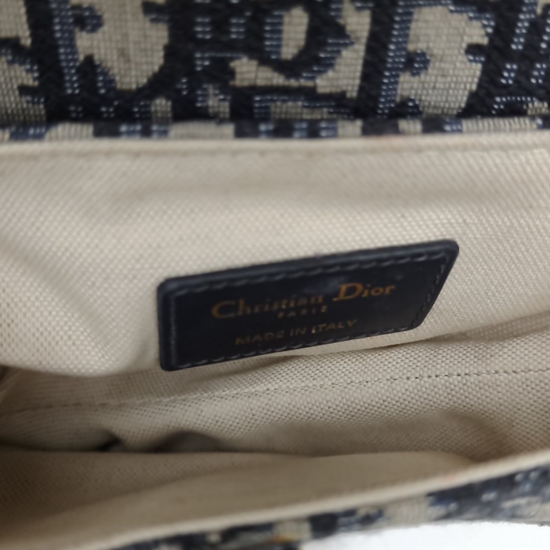 DIOR SADDLE馬鞍小號藍色帆布金扣2印花肩背包-5