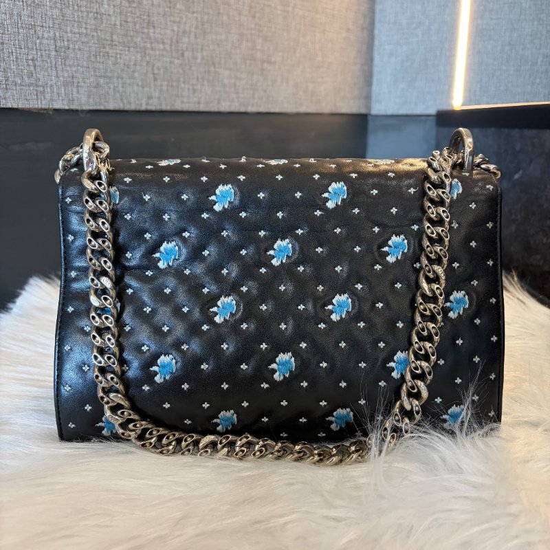 DIOR 小牛皮盾牌刺繡鏈包*黑色-1